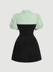 SHEIN MOD 大码蓝白条纹拼接绿色优雅商务休闲两件套西装