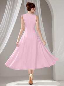 Poshira Elegant Heavy-Embellished Formal Dress - Pink - View 2
