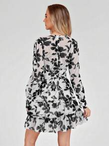Aveloria Rosie Floral Print Ruffle Hem Long Sleeve Dress Vacation Outfits Woman 