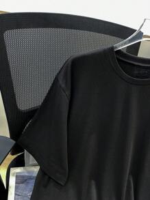 SHEIN Camiseta de manga corta y cuello redondo con diseño de parches y colores contrastantes, cómoda para adolescentes varones. Adecuada para el uso diario, la escuela, los viajes, las vacaciones y los deportes en primavera/verano. - Multicolor - Ver 5