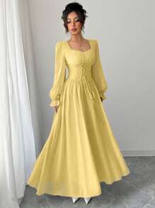 Modelyn Elegante vestido de cintura ajustada de unicolor de alta gama