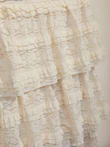 COSMINA Women's Elegant Vacation Boho Beach Layered Ruffle Lace Sleeveless Dress - Cream - View 7