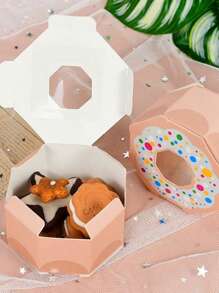 10个可爱甜甜圈设计礼品包装盒 - 香檳色 - 查看 5