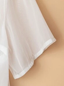 EMERY ROSE Plus Size Women's Casual Slip-On V-Neck Blouse, Versatile Wear For Work Or Leisure, Lightweight Fabric, Suitable For Spring/Summer - White - View 3