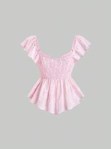 Sweetra Blusa da donna casual ed elegante, dal design retrò francese, con maniche a palloncino, slim, traforata, sexy, romantica e carina