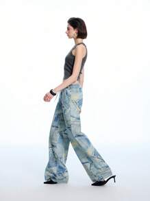 LYSMO 女士牛仔长裤，夏季时尚 - 藍色 - 查看 4