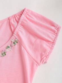 Sweetra Women's Romantic And Cute Y2K Style Summer Holiday Tee - Pink - View 3