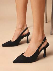 SHUZIA Tacones con tira trasera de uso versátil y diario para mujer - Negro - Ver 2