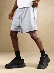 SUMWON Athletic Drop Crotch Basketball Shorts Loungewear Drawstring Waist Urban Streetwear Workout Running Training Sport Athleisure Activewear - Baby Blue - View 1