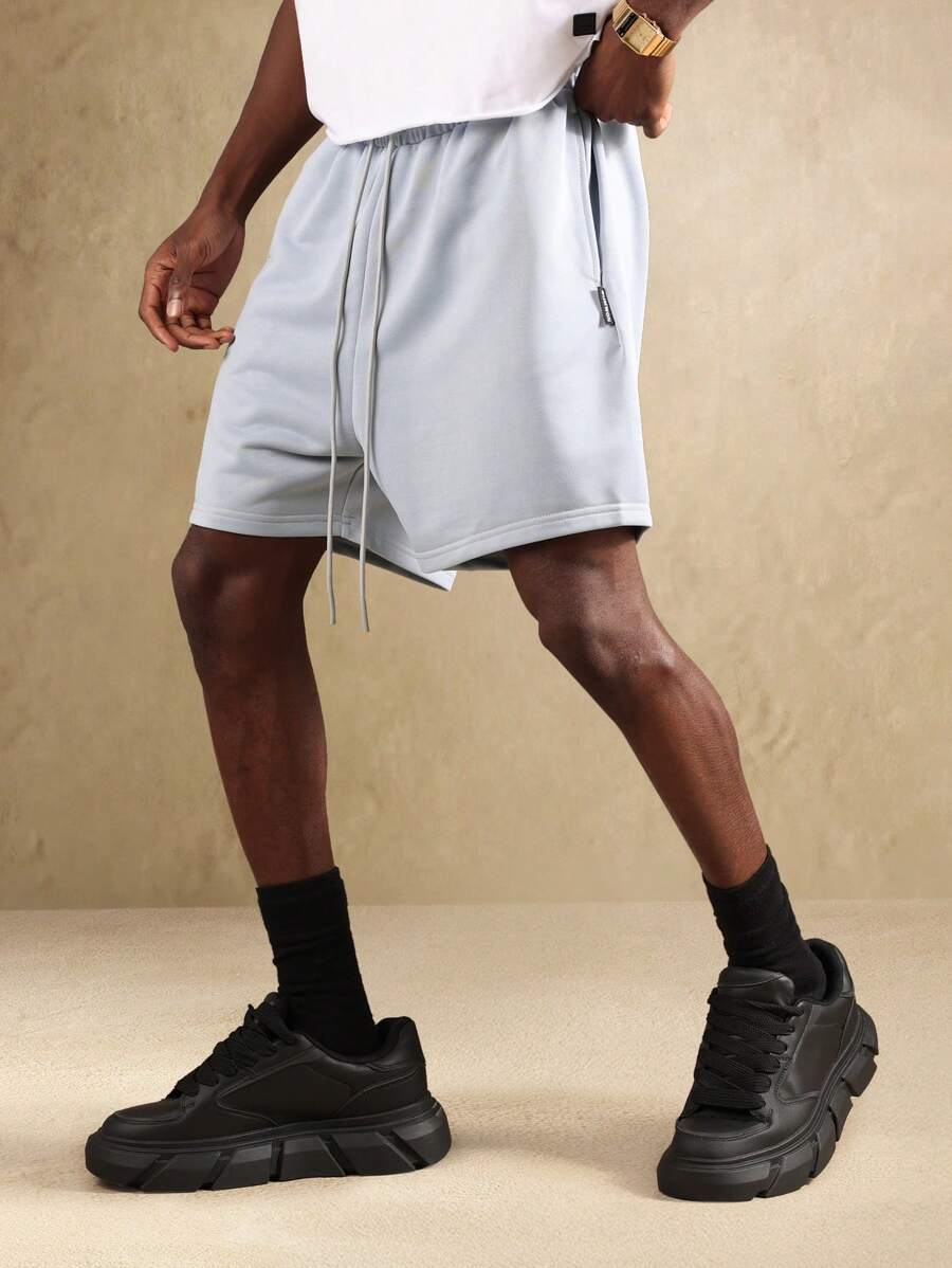 SUMWON Athletic Drop Crotch Basketball Shorts Loungewear Drawstring Waist Urban Streetwear Workout Running Training Sport Athleisure Activewear - Baby Blue - View 1