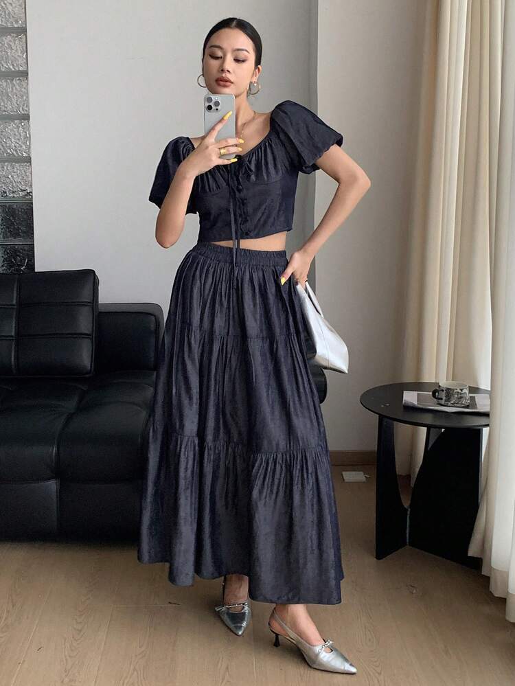 Women Two Pieces Outfits For Daily Wear Off Shoulder Top