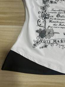 INAWLY 女式标语和花卉印花短袖T恤，夏季 - 白色 - 查看 5