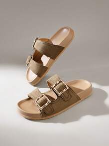 Solecia Women's Fashion Open Toe Casual Lace-Up Flat Sandals, Brown, Spring/Summer - Brown - View 6