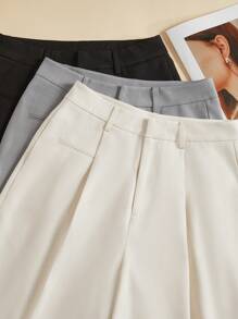 Anewsta 三条时尚、优雅、现代简约口袋阔腿西装裤套装，米色、灰色和黑色可选，适合度假/新年穿着。 - 彩色 - 查看 2