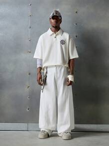 NEON BLANC Áo thun nam cơ bản màu trắng có họa tiết thêu, phong cách đường phố, mùa hè - trắng - Xem 7