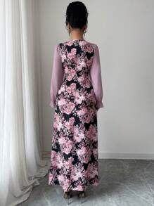 Modelyn Đầm thanh lịch cổ vuông tay bồng eo viền loe họa tiết hoa cho nữ đi nghỉ - Nhiều màu - Xem 2