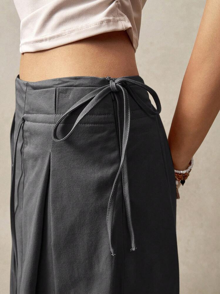 Bohemela Calça Casual Larga Sólida e Solta para Mulheres, Estilo de Férias - Cinza - Visão 8