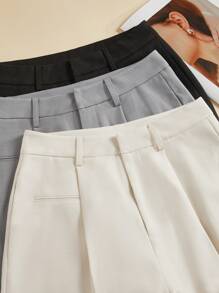 Anewsta 三条时尚、优雅、现代简约口袋阔腿西装裤套装，米色、灰色和黑色可选，适合度假/新年穿着。 - 彩色 - 查看 5