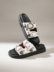 Solecia Sandalias de plataforma retro para mujer, diseño sencillo pero práctico y multiusos - Beis - Ver 6
