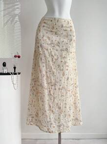 Sweetra Women's New Elegant Simple Refreshing Vacation Style A-Line Skirt Fall Cloth For Women - Yellow - View 3