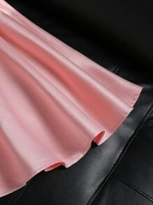 Elegancka satynowa sukienka księżniczki z tiulu i koralikowy płaszcz dla dziewcząt w wieku 1-2 lat, zestaw 2 częściowy, odpowiedni na imprezy i wydarzenia - Różowy - Zobacz 7