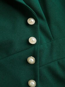 Ellevyn Macacão Elegante de Manga Curta Verde Plus Size para Mulheres, Roupas de Trabalho de Verão - Verde - Visão 6