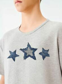 SHEIN Teen Boys Star Print T-Shirt & Shorts Set For Summer
