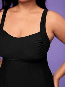 Shapewave 1 bộ đồ bơi liền thân màu trơn cỡ lớn cho nữ - màu đen - Xem 4