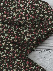 Linhara Chemise élégante et romantique avec manches lanternes, décolleté en V, découpes et imprimé floral éparpillé, pour les grandes tailles, style casual vacances plage et resort