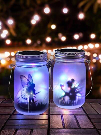Solar Lanterns For Outdoor, Fairy Solar Mason Jar, Waterproof IP65, Hanging/Standing, Solar Lamps For Balcony, Garden Decoration Warm White/RGB 1Pack, Wedding Decor