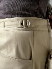 NEON BLANC Men's Street Fashion Woven Loose Wide Leg Cargo Pants With Embroidery And Pockets, Streetwear Style - Khaki - View 6