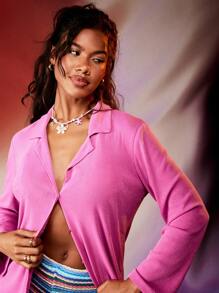 MISSGUIDED 沙滩罩衫和服长袖网眼闪光派对节日度假轻便开衫沙滩装夏季春季 - 玫紅色 - 查看 6