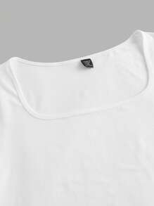 SHEIN BASICS 3 chiếc áo thun cổ tròn tay ngắn dệt kim trơn vừa vặn cỡ lớn, thường ngày - Nhiều màu - Xem 3