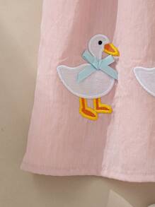 Souflis Souflis Spring/Summer Cute Cartoon Duck Embroidery Hem Sleeveless Round Neck Long Dress For Baby Girls, Playful And Sweet - Pink - View 8