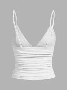 SHEIN EZwear Camiseta sin mangas con pliegues de unicolor talla grande - Multicolor - Ver 6