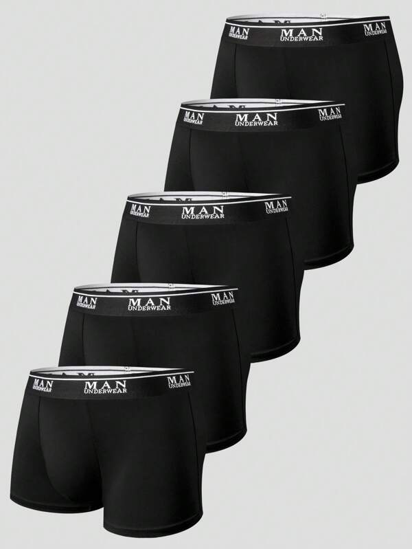 Shein Underwear&Sleepwear Basics 5 Stücke Set Herren Boxershorts mit hoher Elastizität und Komfort