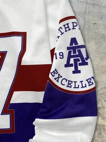 AXEPEAK 男士数码印花宽松针织长袖 Polo 衫，街头风设计