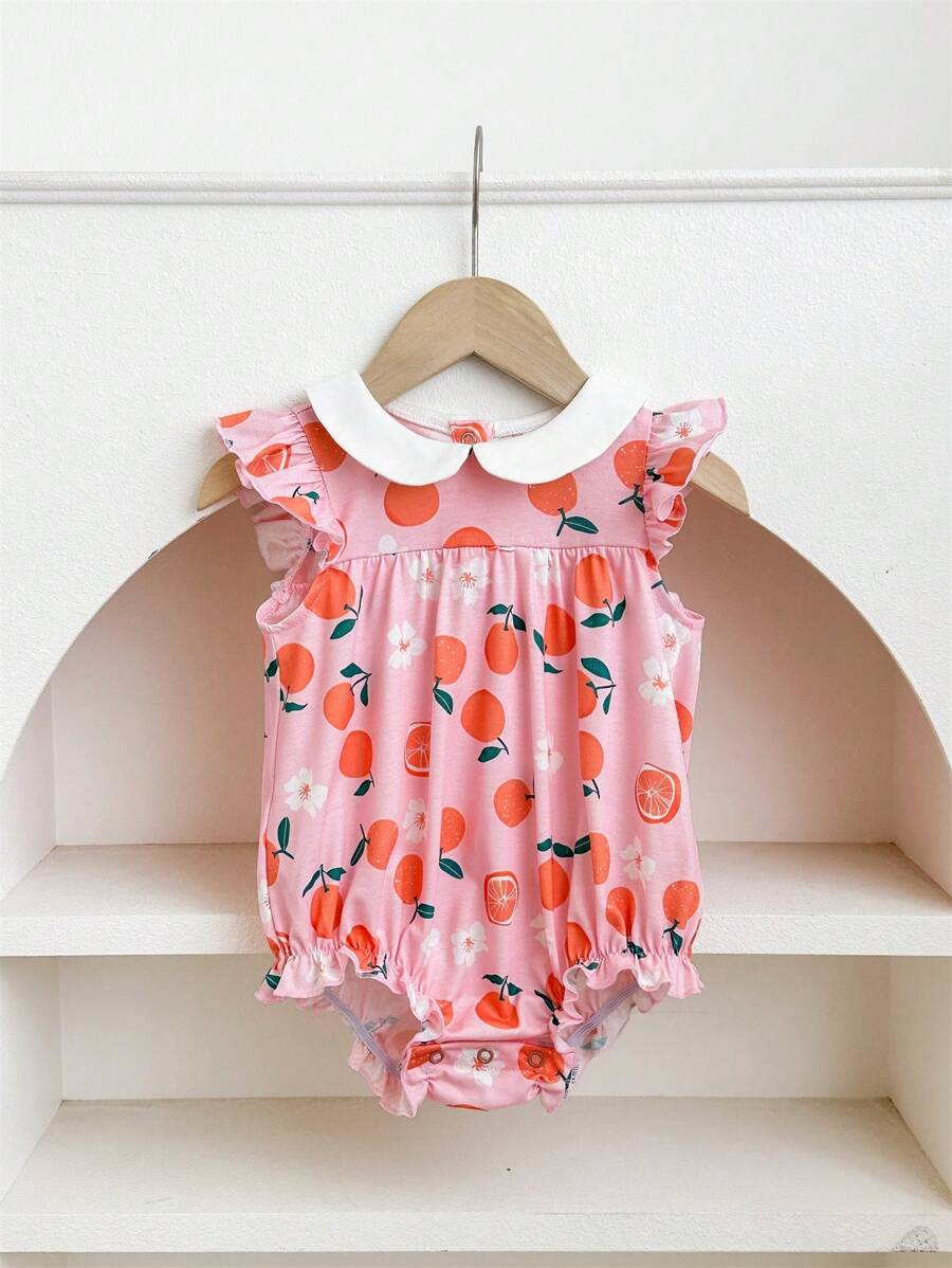 SHEIN LMoss Kids Newborn Baby Girls Cute Summer Knitted Cartoon Pattern Sleeveless Bodysuit - Multicolor - View 1