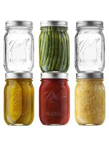 1个标准口梅森杯大容量玻璃隔夜燕麦杯带盖密封罐透明冷榨果汁饮料材质瓶子