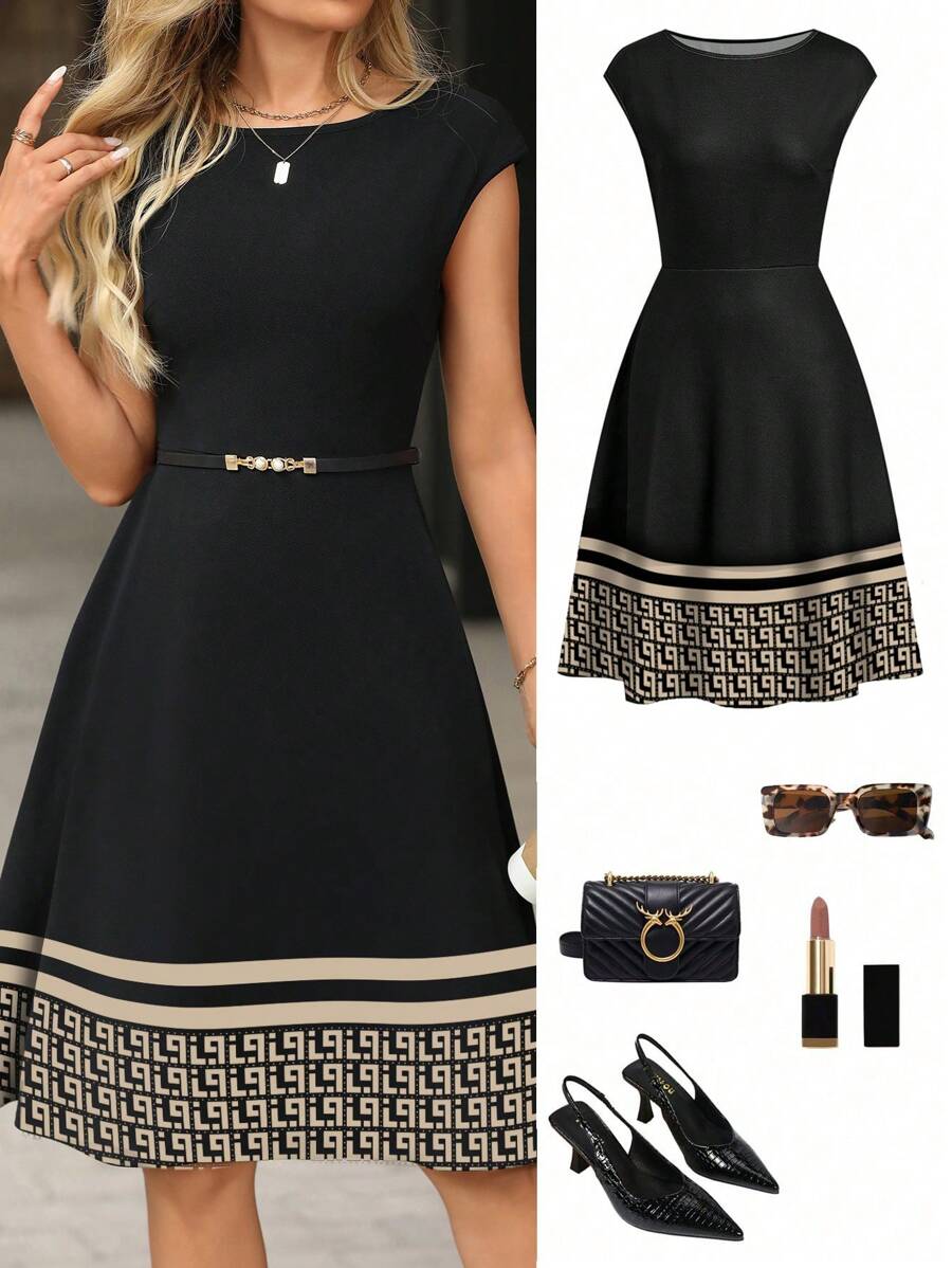 Ellevyn Vestidos cortos para mujer, conjunto para graduación - Negro - Ver 1