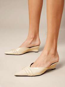 SHUZIA Women's Pointed Toe, Elegant Fashionable Slip-On Wedges - Beige - View 1