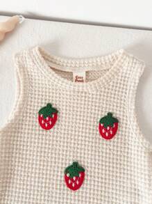 Cozy Pixies Conjunto de 2 piezas para bebé niña: Top con tirantes con estampado de fresa y shorts de cintura elástica