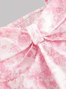 SHEIN MOD 女士蓝白印花度假背心，娃娃衫 - 玫紅色 - 查看 3