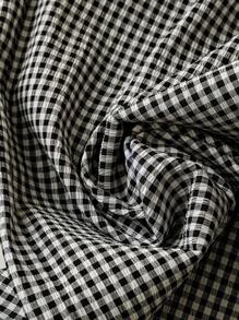 GlowEve 黑白格子高腰口袋细节直筒女裤 - 黑與白 - 查看 8