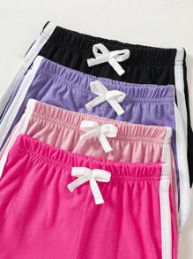 SHEIN Set de 4 piezas de shorts casuales para bebés y niñas pequeñas, de colores caramelo, apropiados para uso diario y deportivo, para primavera/verano, de 0 a 3 años de edad - Multicolor - Ver 5