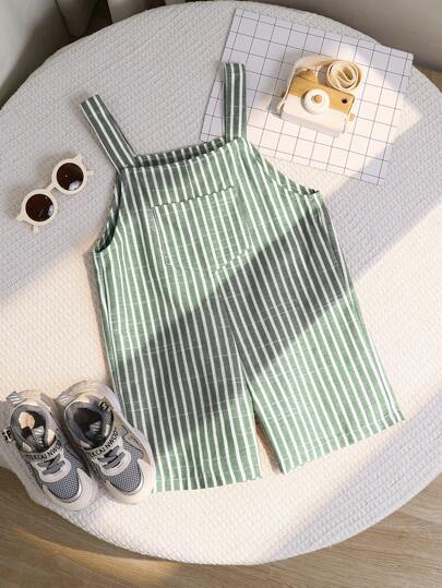 SHEIN 1 st. Pojke Casual Bekväm Modern Minimalistisk Praktisk Mångsidig Mjuk Rutig Jumpsuit Med Justerbara Axlar, Lämplig För Vår/Sommar