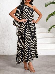 SHEIN Lady Women's Vacation Striped Batwing Loose Casual Maxi Dress