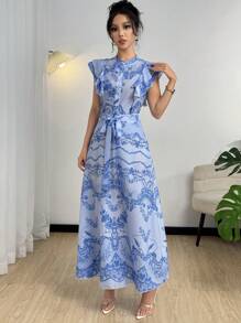 Modelyn 2pcs Floral Printed Set - Blue - View 7