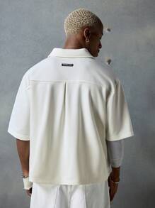 NEON BLANC Áo thun nam cơ bản màu trắng có họa tiết thêu, phong cách đường phố, mùa hè - trắng - Xem 3