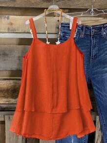 SHEIN LUNE 大码女式夏季波西米亚风金属装饰吊带背心，休闲优雅沙滩装